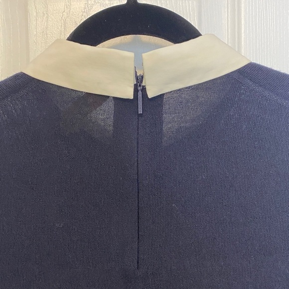Tory Burch Navy Merino Peter Pan Collar Embroidered Sweater Office Petite S - Picture 12 of 16